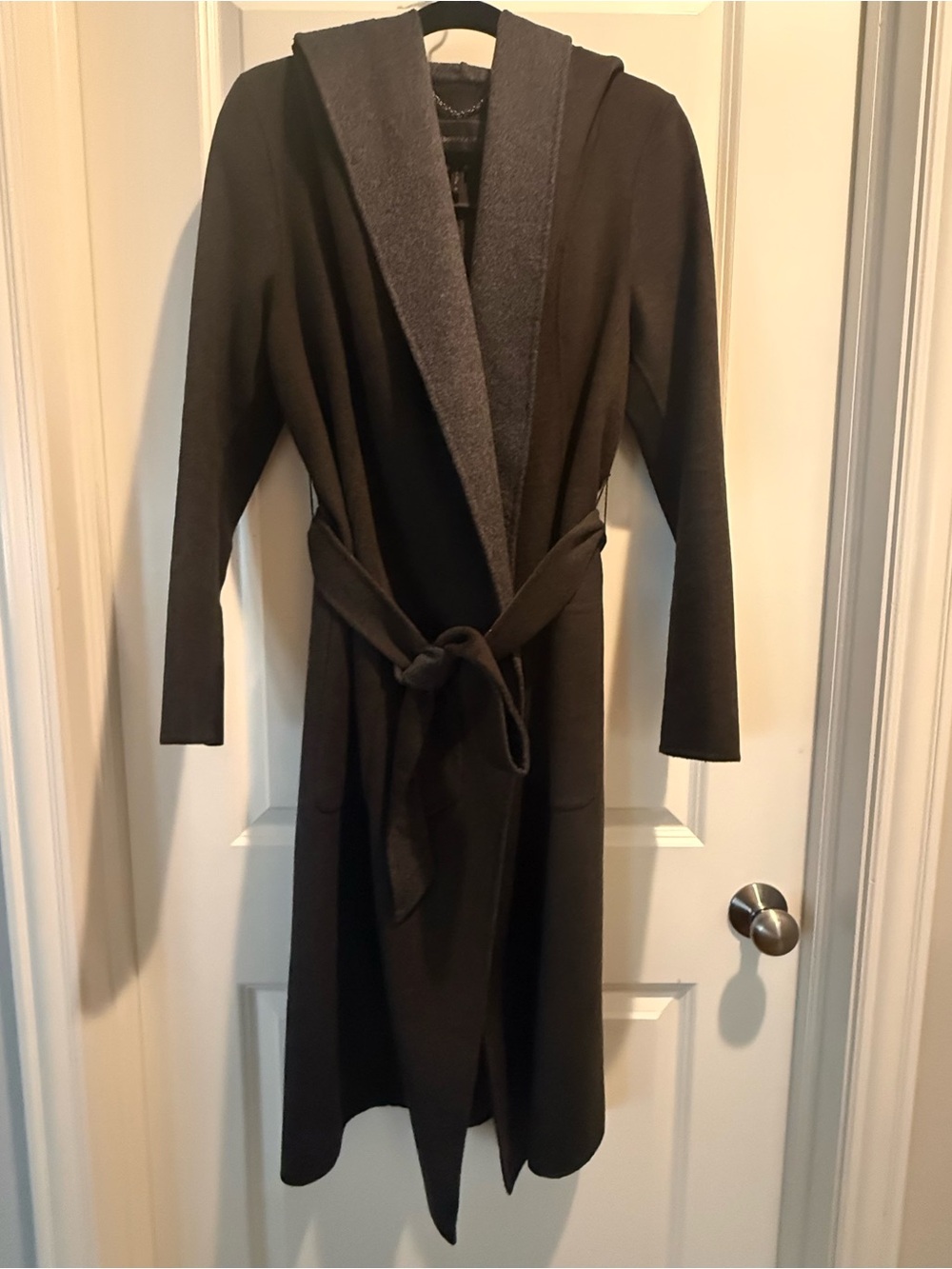 BCBGMaxAzria Khaki Hooded Wrap Coat